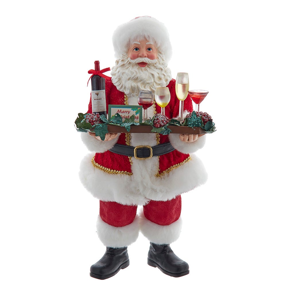 Kurt Adler 10.5-Inch Fabriché Wine Santa FA0224